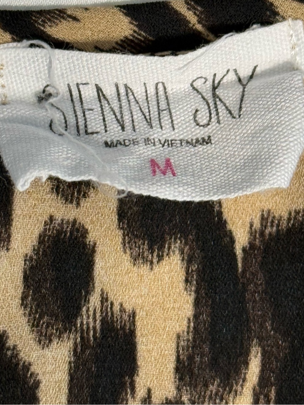 Sienna Sky Leopard Print V-Neck Tie-Waist Midi Dress - Black on Beige - Picture 2 of 8